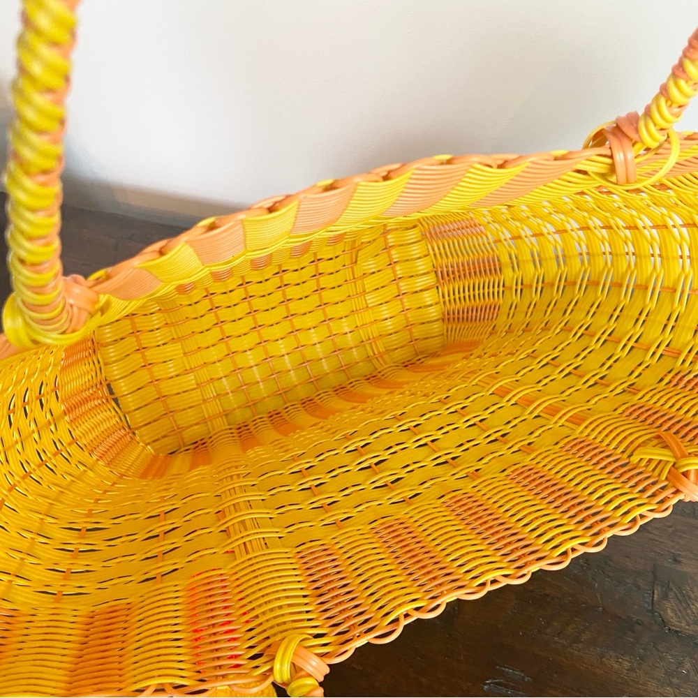 Boutique Jenny Bag Orange & Yellow Recycled Plastic Woven Tote Bag Nwot View 6